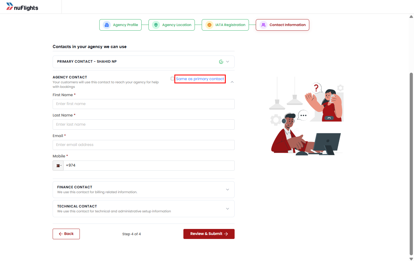 Customer Accounts page showing the Invite an Agency option