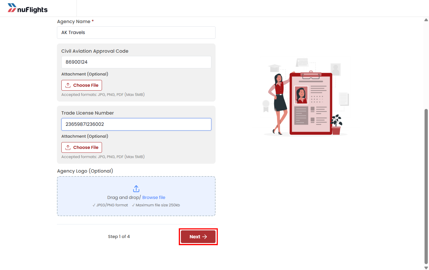 Sub-agency registration form for new accounts