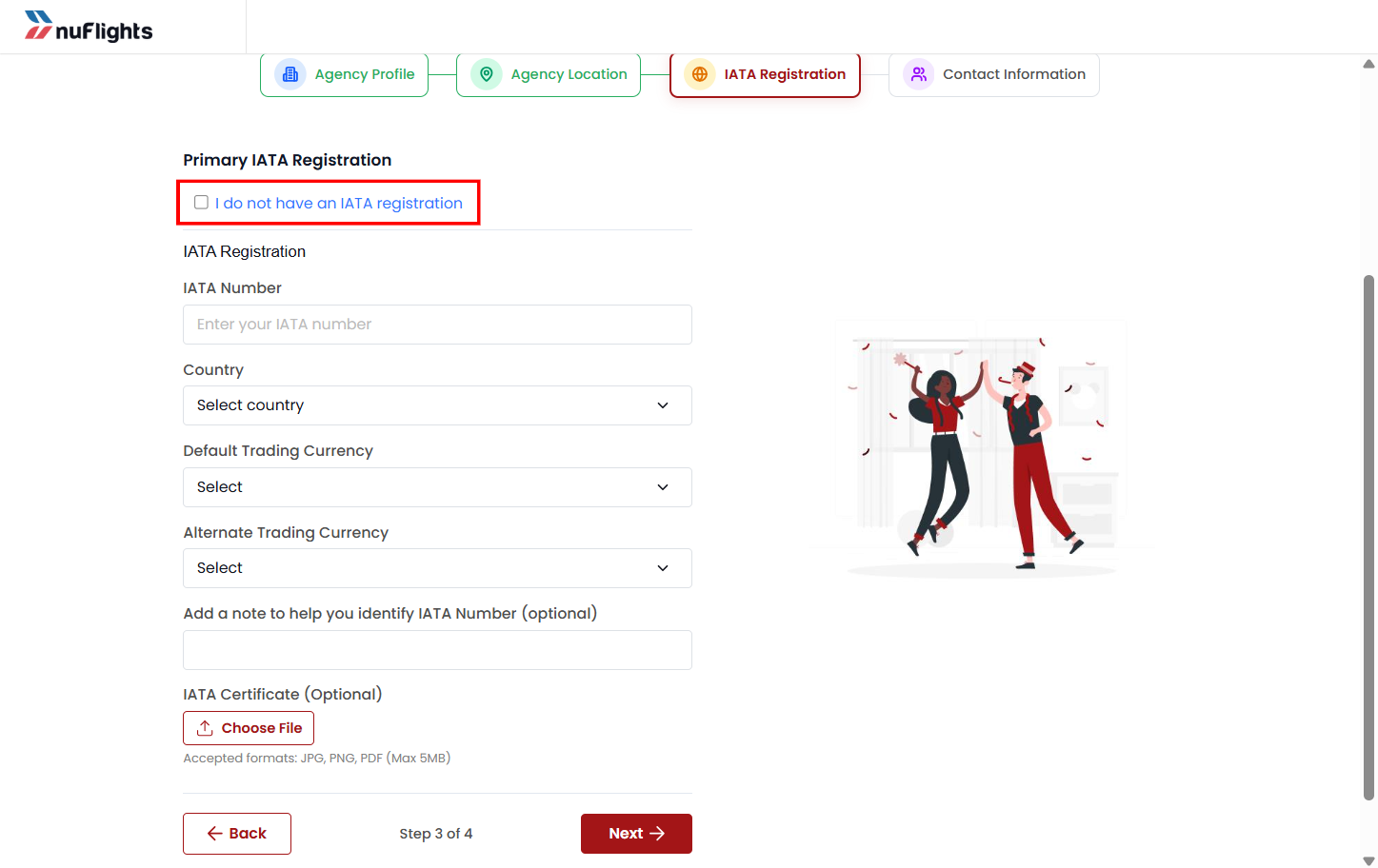 Sub-agency registration form for new accounts