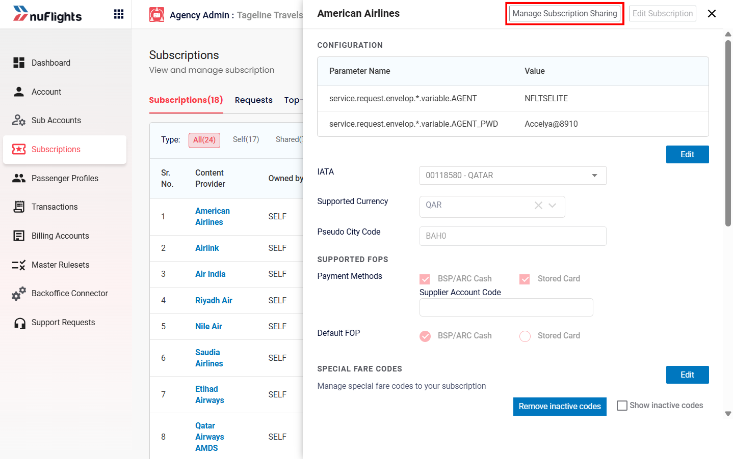 Manage Sharing Option