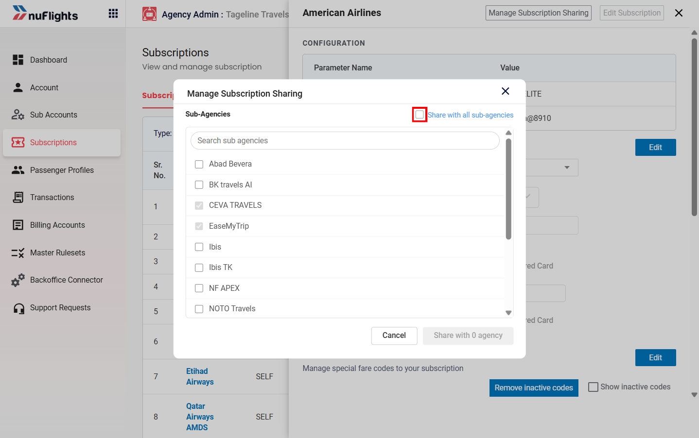 Manage Sharing List
