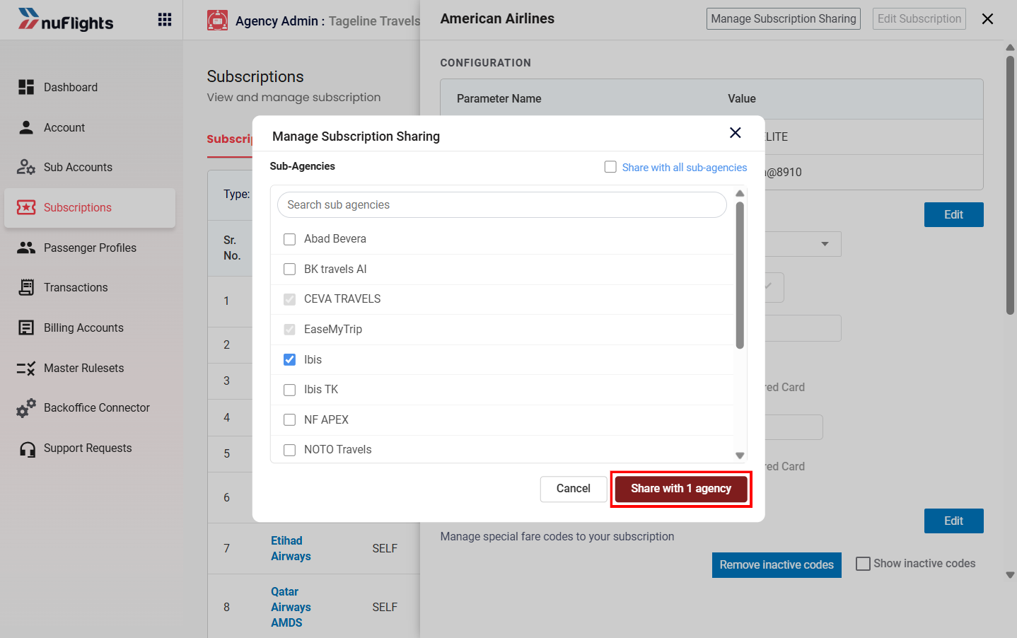 Selecting Sub-Agencies