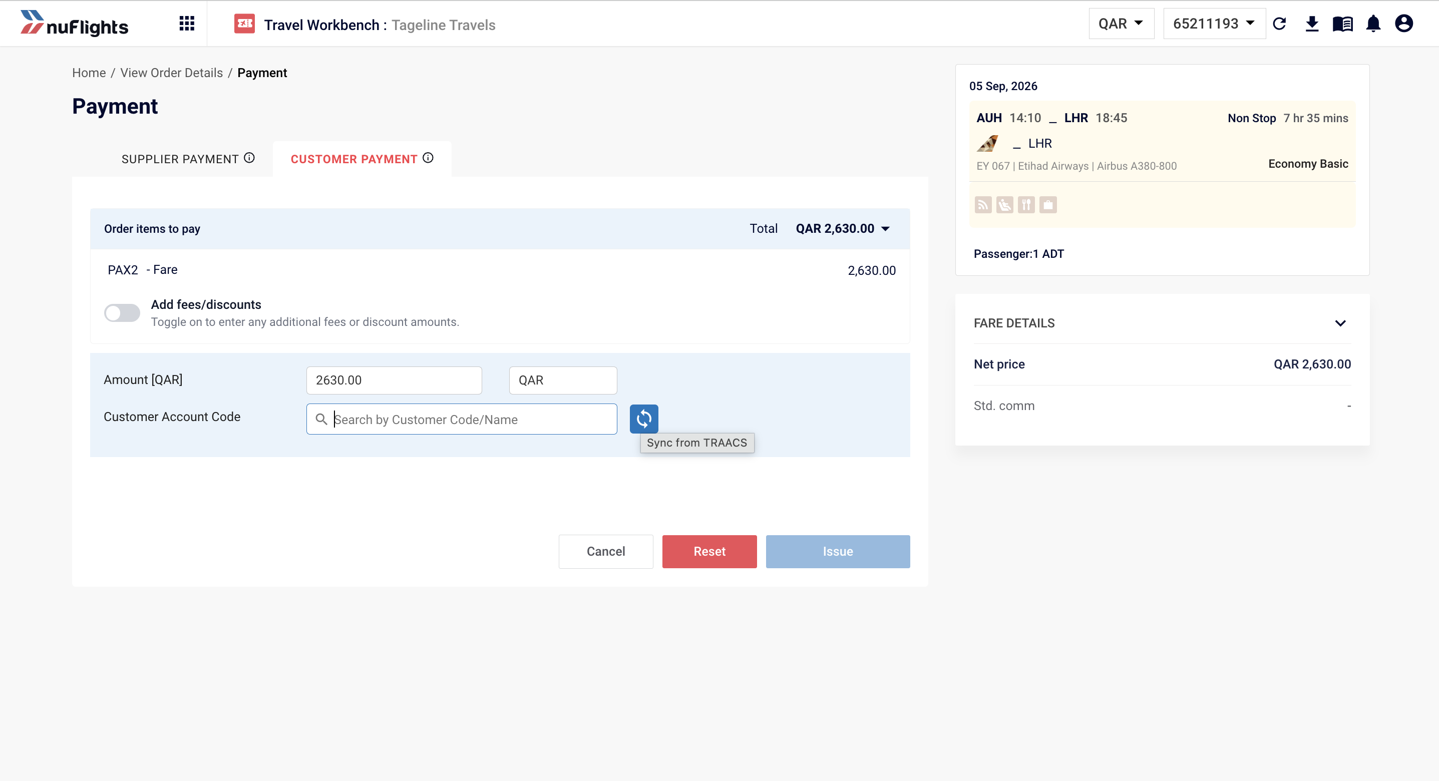 Sync from TRAACS on Payment Page